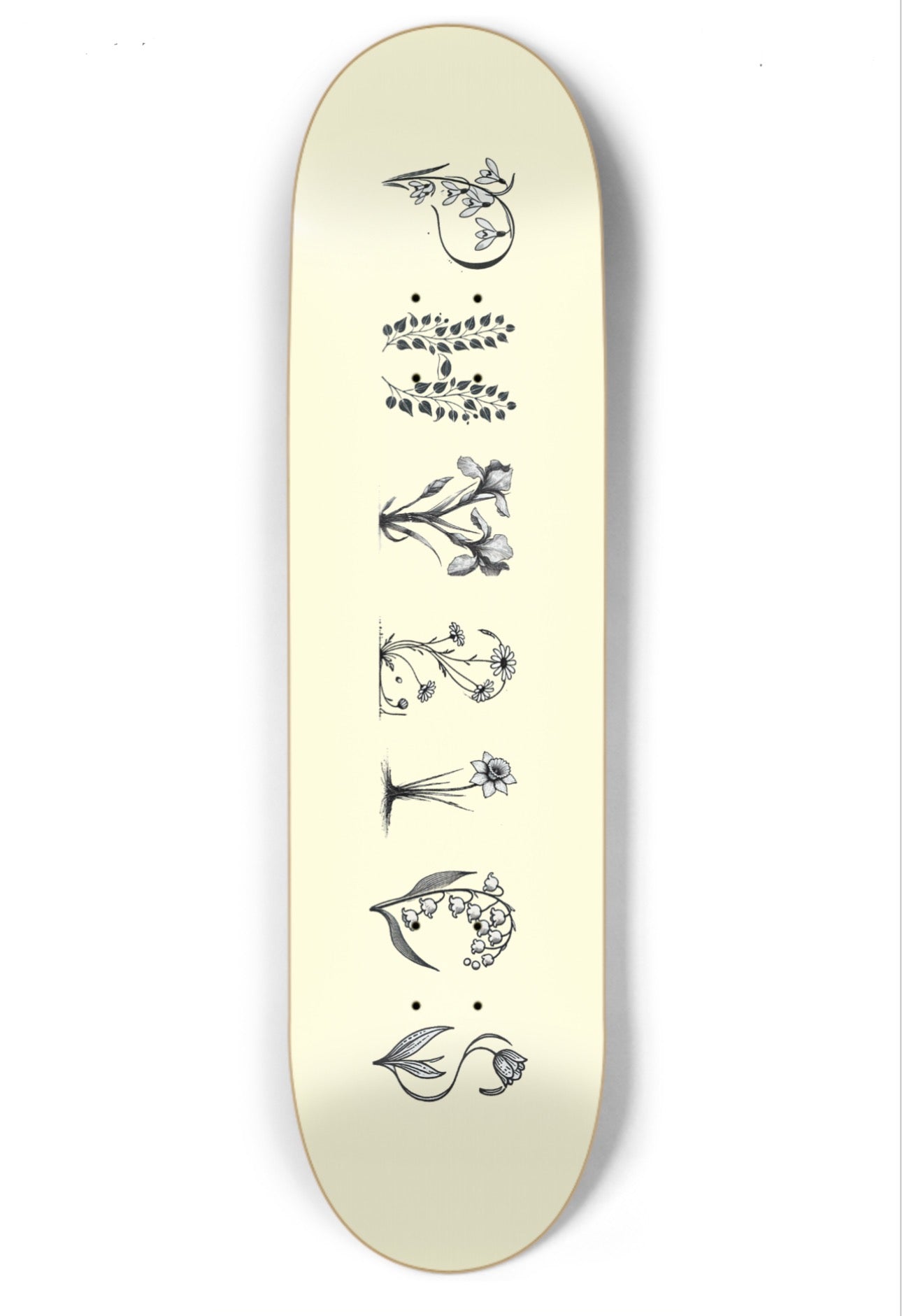 Spring Blossom (Cream) Skateboard Deck