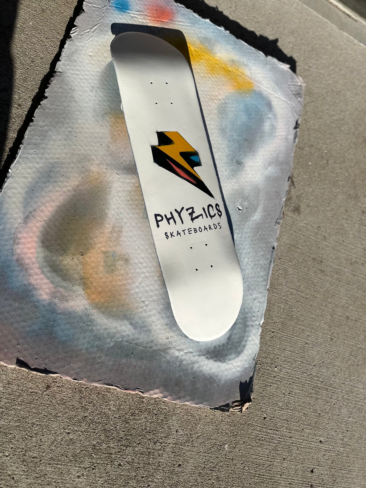 Pearl White Lightning Logo Skateboard Deck