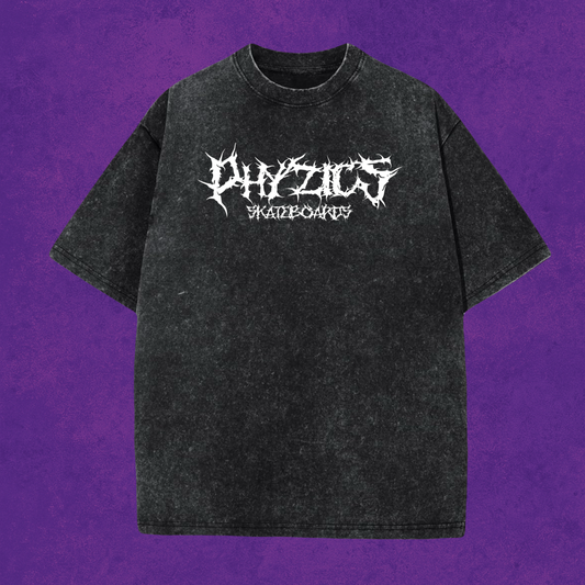 Powertrip Black Acid Washed Oversized Short Sleeve T-Shirt