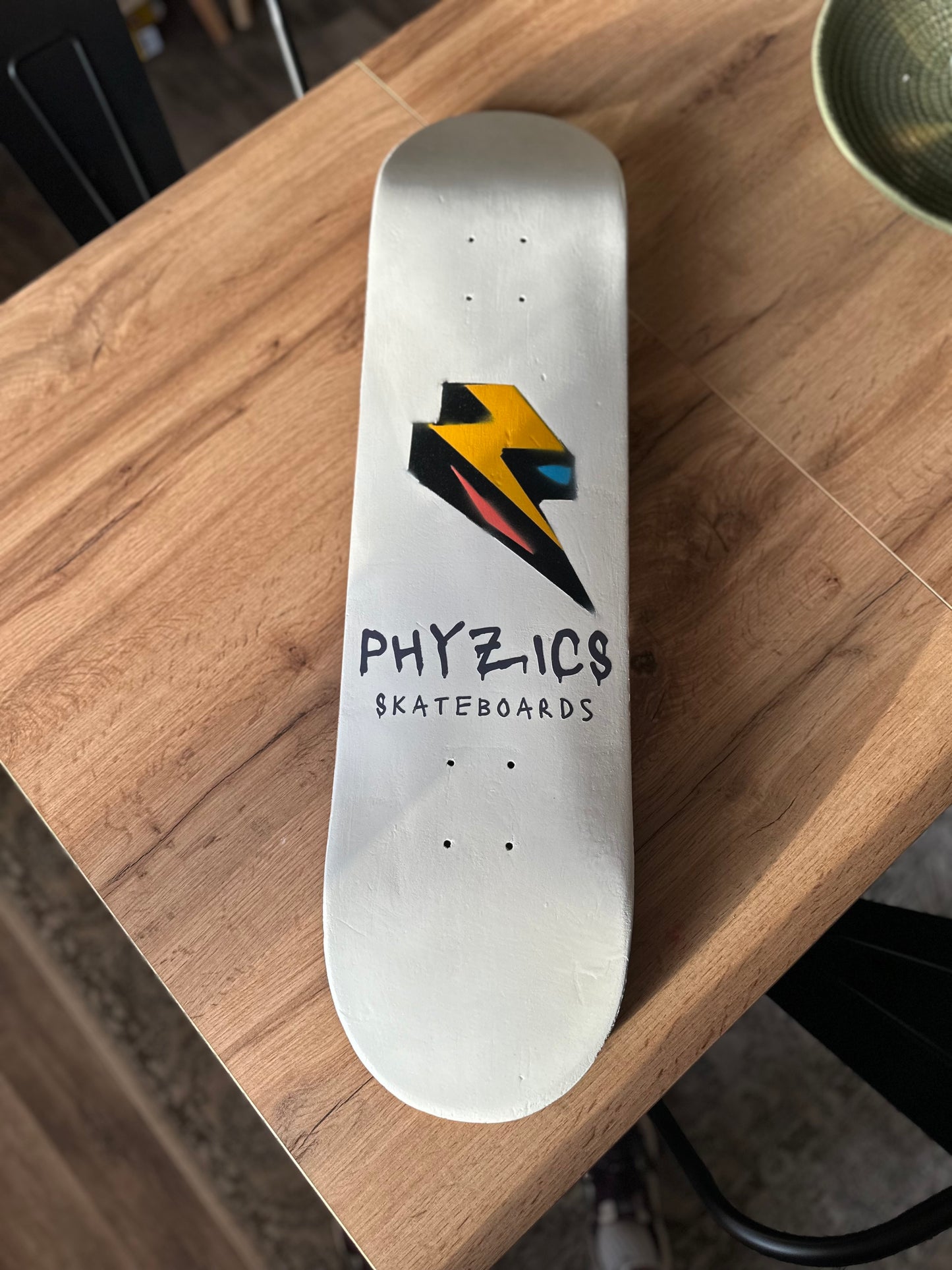 Pearl White Lightning Logo Skateboard Deck