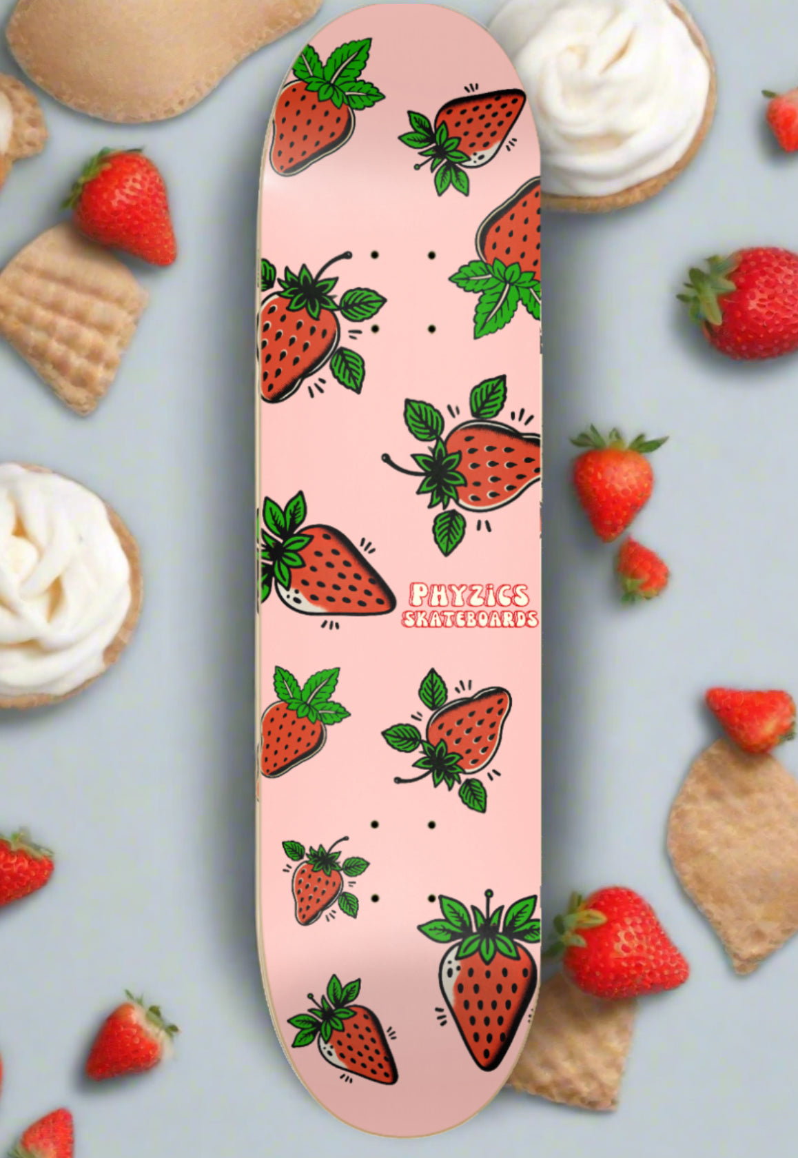 Berries & Cream (Pink) Skateboard Deck