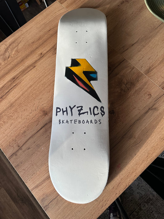 Pearl White Lightning Logo Skateboard Deck