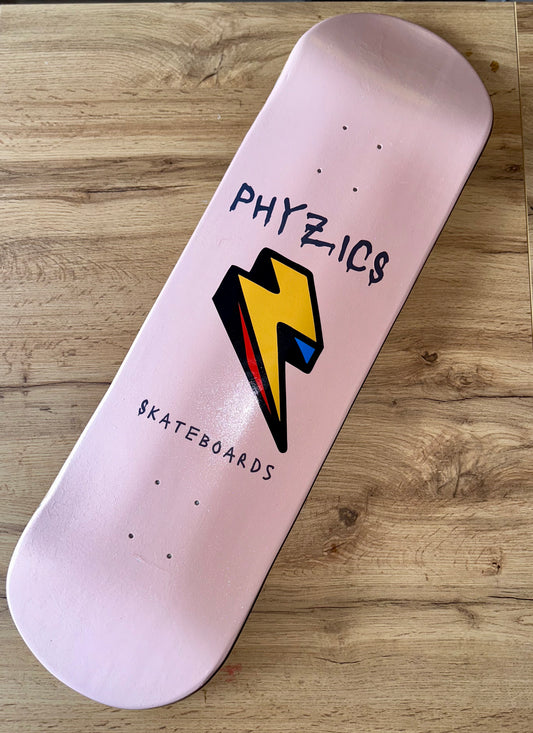 Bubble Gum Pink Lightning Logo Skateboard Deck